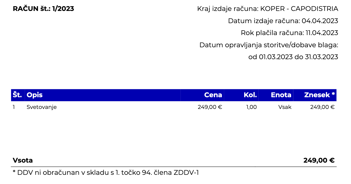 Ne pišite vsakega računa ročno! Normiranec.info vam zagotavlja avtomatizirana metoda, ki samo z nekaj klikov vam samodejno generira račun.